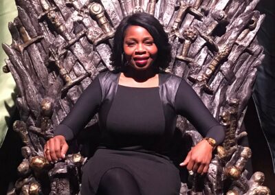 Carla Moore on the throne