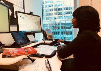 Carla Moore at office desk