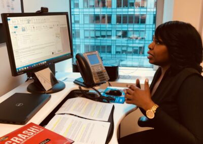 Carla Moore at office desk